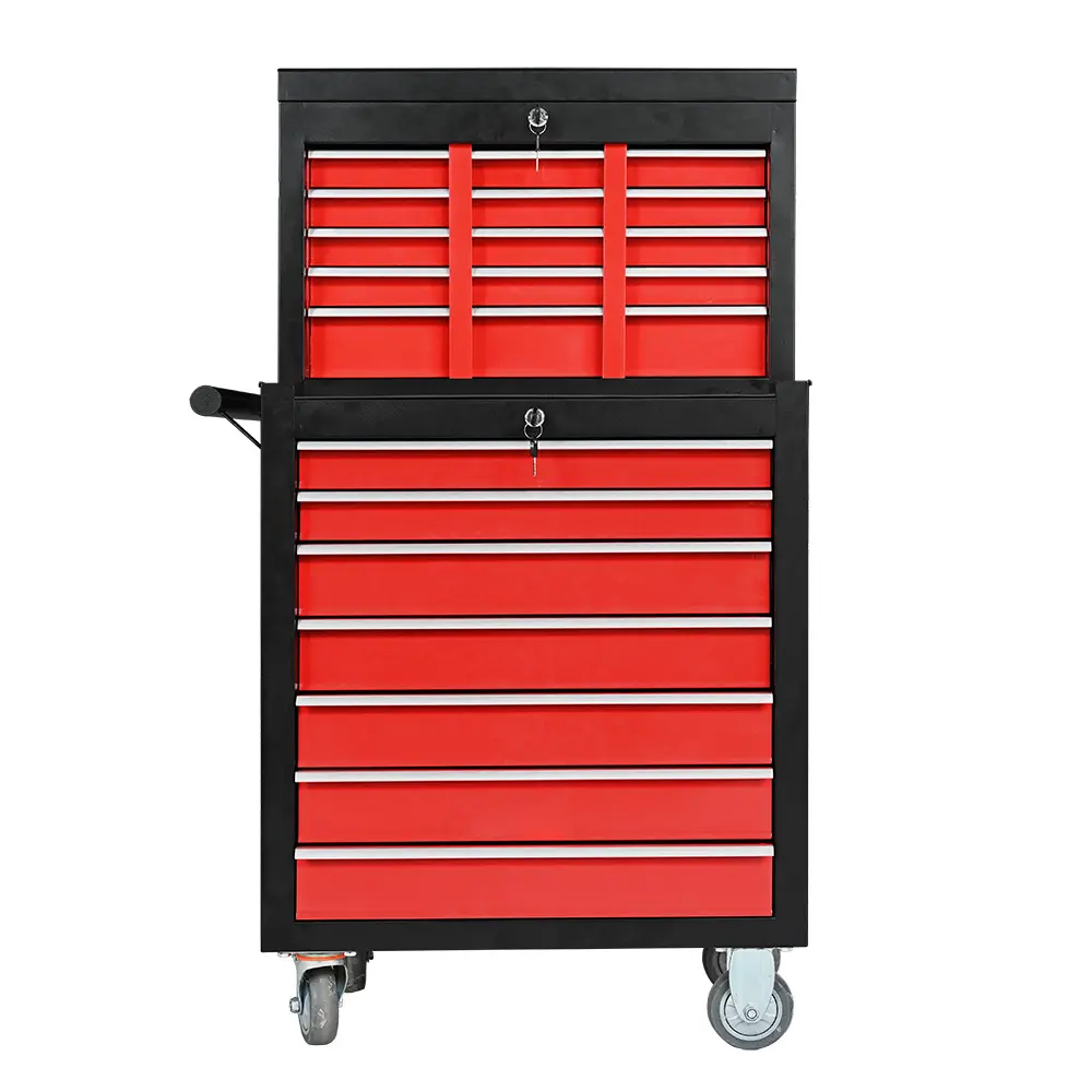 Comprehensive Tool Storage Cabinet with Matching Upper and Lower Toolboxes