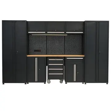 Garage Storage Cabinet Set with Wood Worktop