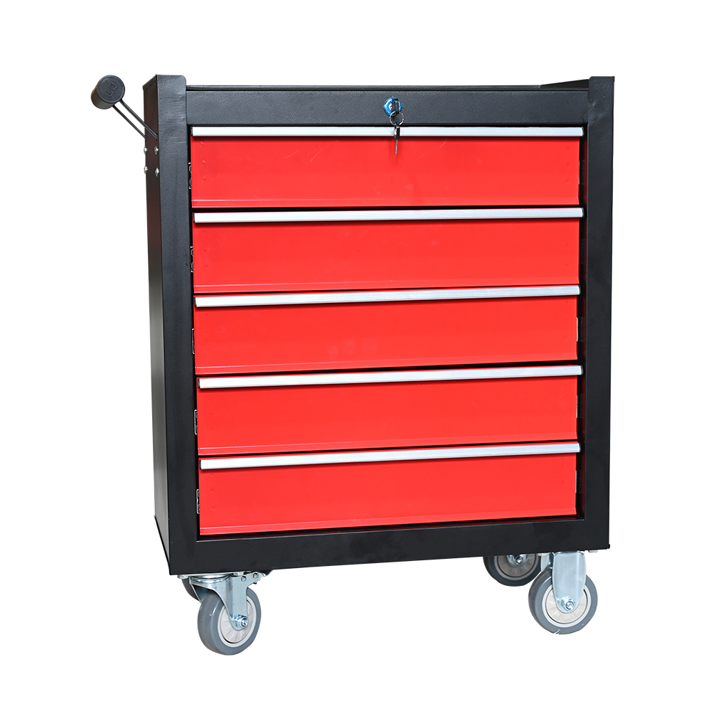 Black & Red Multi-Function Large Roller Storage Mobile Tool Cabinet Trolley with 5 Drawers