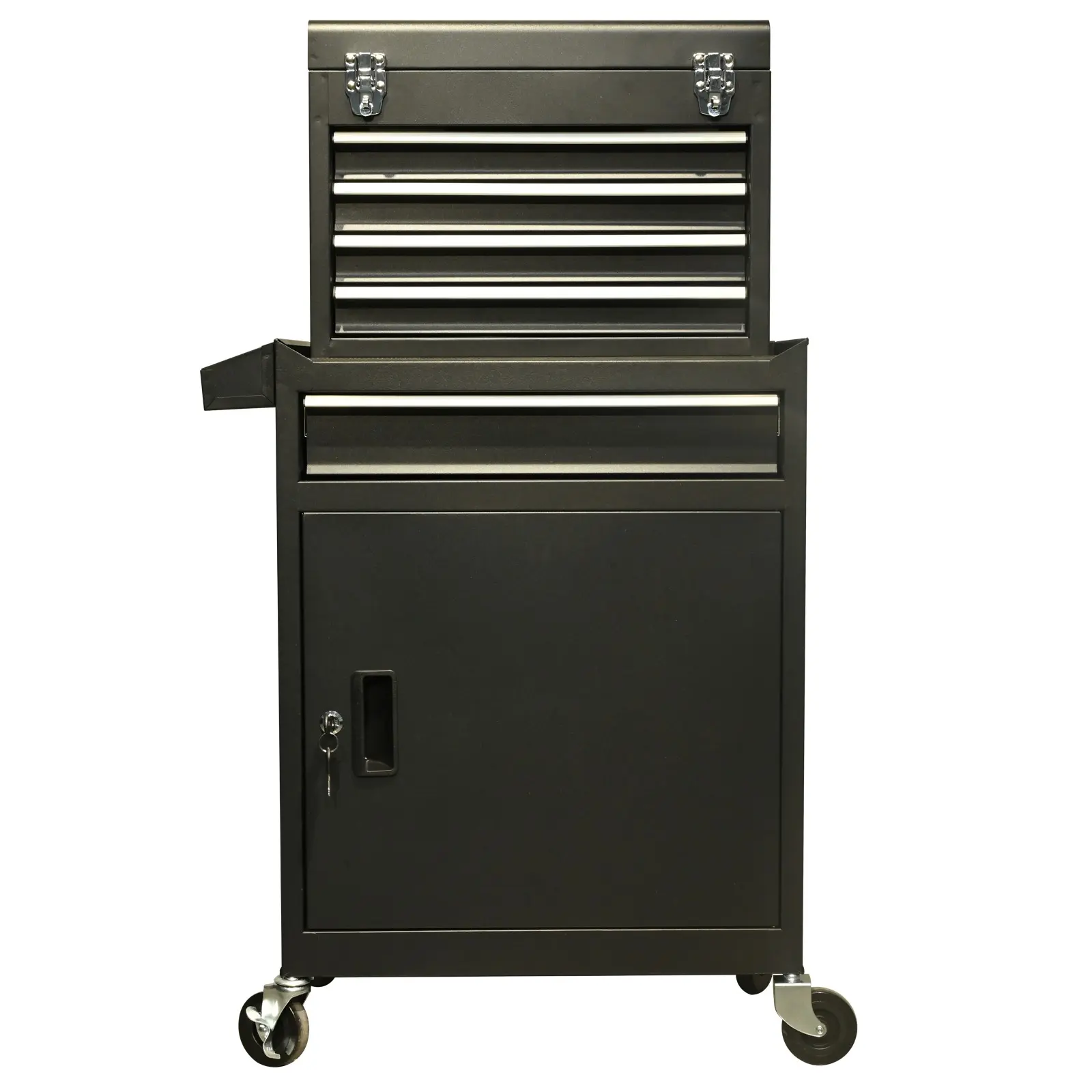 Black five drawer tool chest and rolling cabinet set with lower door storage by Zhejiang Dingda